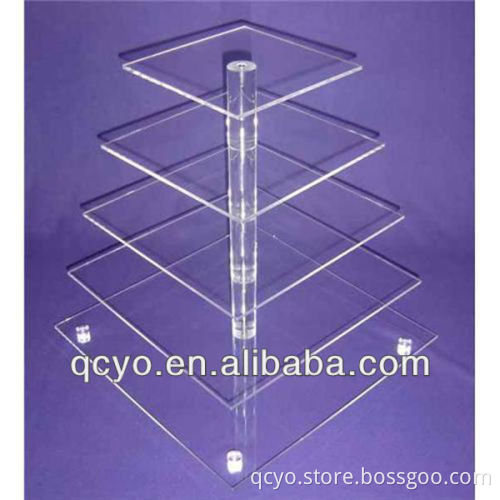 Alibaba China acrylic 5 tiers retangle counter cake display stand
